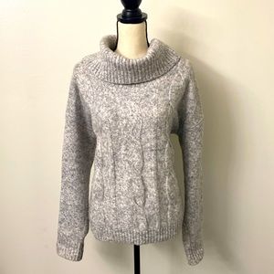 Marled long sleeve- extended neck sweater. XL
